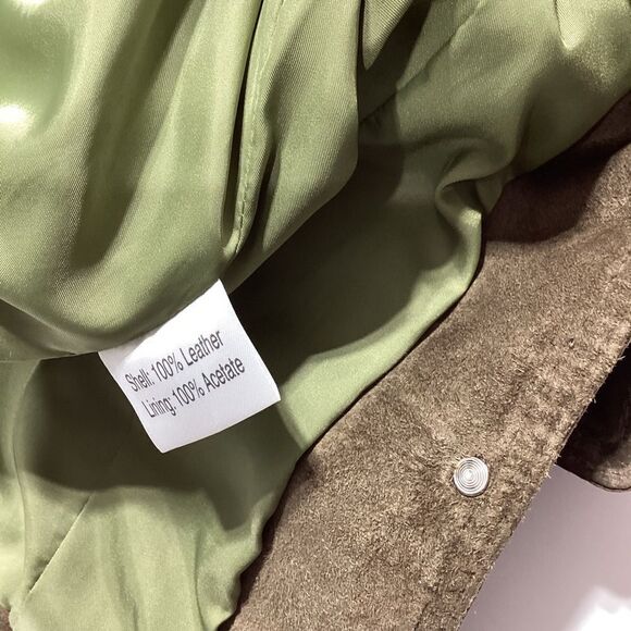 Anonymous By John Carlisle Suede Leather Coat Olive Green Small - Picture 9 of 12
